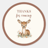 Woodland Deer Verjaardag Rustieke Bedankt voor Com Ronde Sticker (Voorkant)