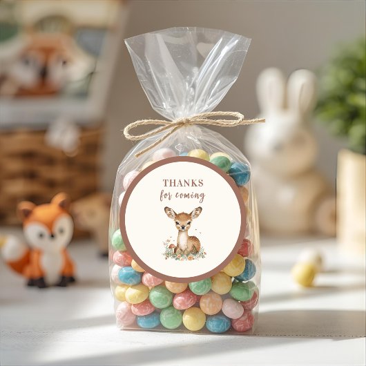 Woodland Deer Verjaardag Rustieke Bedankt voor Com Ronde Sticker
