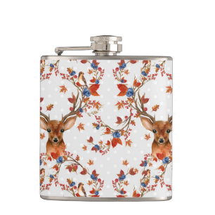 Woodland Deer Vinyl Wrapped Flask Heupfles