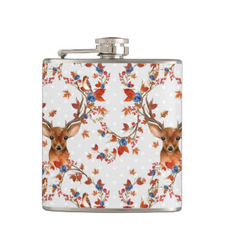 Woodland Deer Vinyl Wrapped Flask Heupfles
