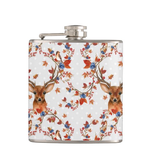 Woodland Deer Vinyl Wrapped Flask Heupfles (Voorkant)