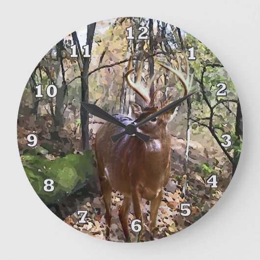 Woodland Deer Wall Clock Grote Klok (Voorkant)