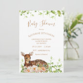 Woodland Deer Waterverf Floral Baby shower Kaart (Staand voorkant)