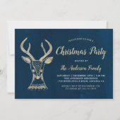 Woodland Deer Waterverf Navy Gold-kerstfeest Kaart (Voorkant)