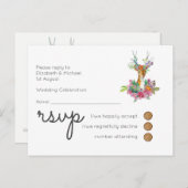 Woodland Deer Wedding RSVP Briefkaart (Voorkant / Achterkant)