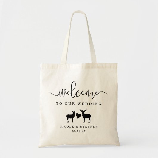 Woodland Deer Wedding Welcome Tote Bag (Voorkant)