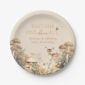 Woodland Deer Whimsical Eerste Verjaardag Papieren Bordje (Voorkant)