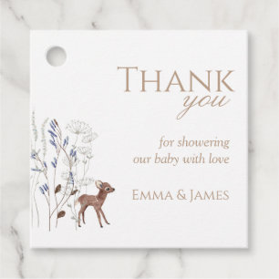 Woodland Deer & Wildflower Square Gift Label