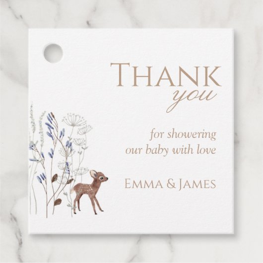 Woodland Deer & Wildflower Square Gift Label (Voorkant)