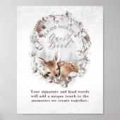 Woodland Deer Winter Baby shower Gastenboek Poster (Voorkant)