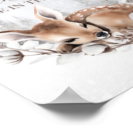 Woodland Deer Winter Baby shower Guess spel Poster (Hoek)