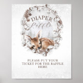 Woodland Deer Winter Baby shower Luier Raffle Poster (Voorkant)