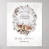 Woodland Deer Winter Baby shower Welkom Poster (Voorkant)