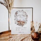 Woodland Deer Winter Baby shower Welkom Poster