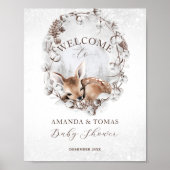 Woodland Deer Winter Baby shower Welkom Poster (Voorkant)