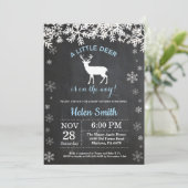 Woodland Deer Winter Boy Baby shower Uitnodiging (Staand voorkant)