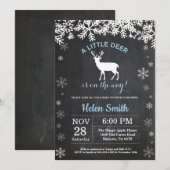Woodland Deer Winter Boy Baby shower Uitnodiging (Voorkant / Achterkant)