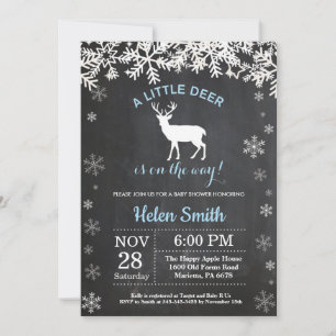 Woodland Deer Winter Boy Baby shower Uitnodiging