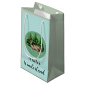 Woodland Deer Winter Wonderland Gift Bag Klein Cadeauzakje (Voorkant Gekanteld)