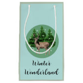Woodland Deer Winter Wonderland Gift Bag Klein Cadeauzakje (Voorkant)