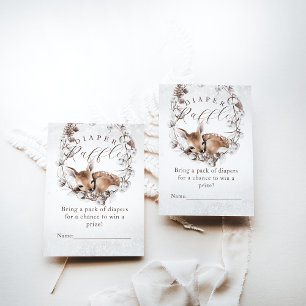 Woodland Deer Winterluier Raffle Baby shower Informatiekaartje