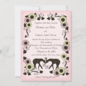 Woodland Deer Zachte Roze Betovering Trouwen Kaart (Voorkant)