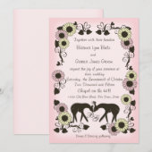 Woodland Deer Zachte Roze Betovering Trouwen Kaart (Voorkant / Achterkant)