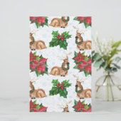 Woodland Deers in Waterverf kerst Briefpapier (Staand voorkant)