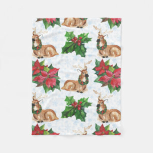Woodland Deers in Waterverf kerst Fleece Deken