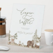 Woodland Diaper Raffle Baby shower teken Reclamebord Met Voetstuk (Insitu)