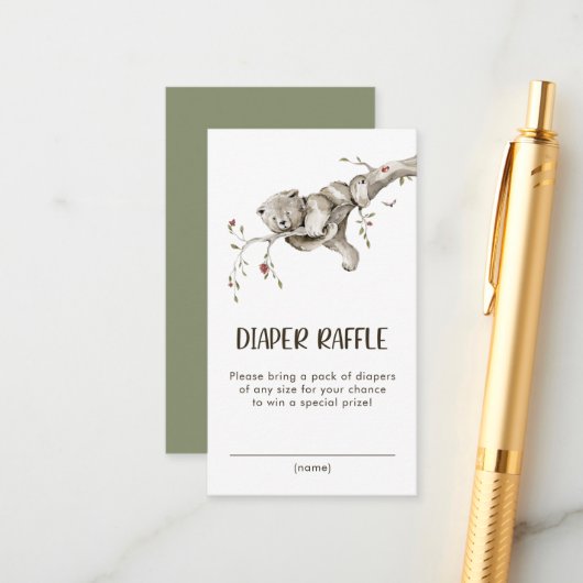 Woodland Diaper Raffle Enclosure Kaart (Voorkant / Achterkant in situ)