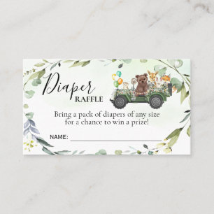 Woodland Diaper Raffle Ticket Baby shower Kaart