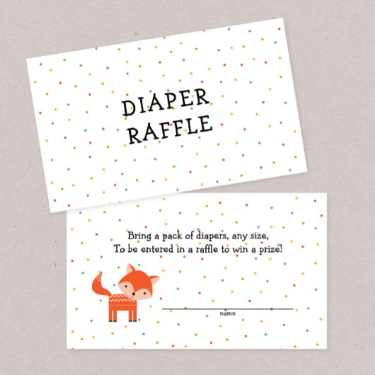 Woodland dier Fox luier verloting tickets Informatiekaartje