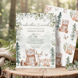 Woodland Dieren Avontuur Wacht Baby Shower Kaart
