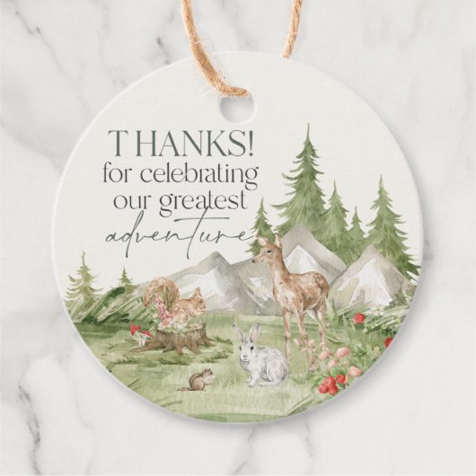 Woodland Dieren Avontuur wacht Bedankjes Labels (Voorkant)