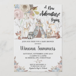 Woodland Dieren Baby Douche Uitnodigingen Tribal