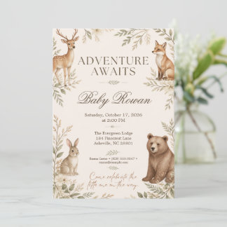 Woodland Dieren Baby Shower Avontuur Kaart