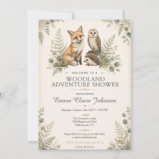 Woodland Dieren Baby Shower Avontuur Kaart