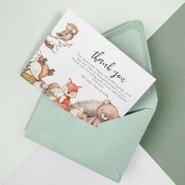 Woodland Dieren Baby Shower Bedankkaart