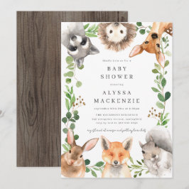 Woodland Dieren Baby Shower Uitnodiging
