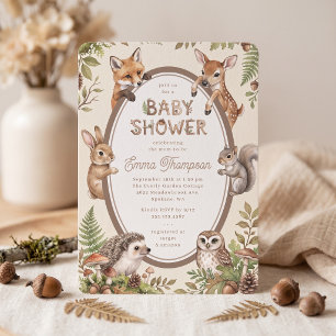 Woodland Dieren Baby Shower Uitnodiging