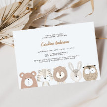 Woodland Dieren Baby Shower Uitnodiging