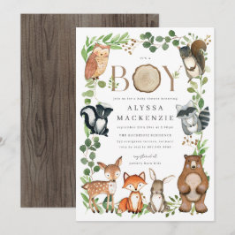 Woodland Dieren Baby Shower Uitnodiging
