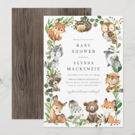 Woodland Dieren Baby Shower Uitnodiging