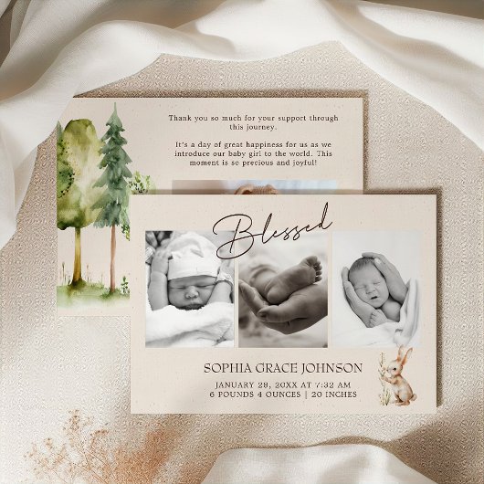 Woodland Dieren Boho Baby Aankondiging