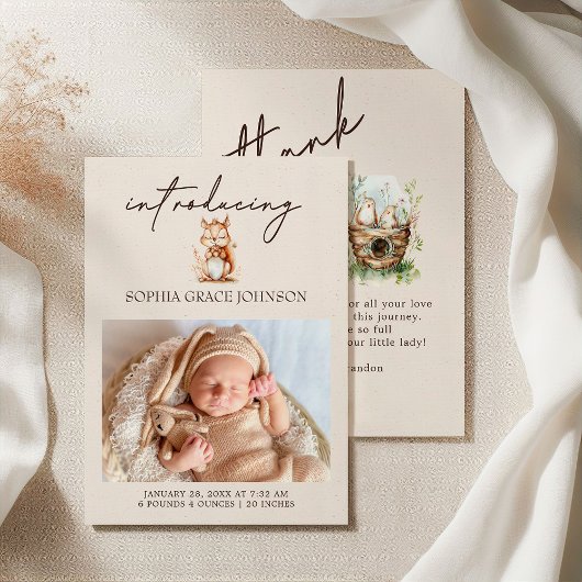 Woodland Dieren Boho Baby Aankondiging