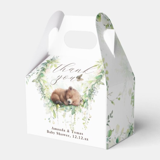 Woodland Dieren Bos groen Baby Jongen Douche Bedankdoosjes (Achterkant)