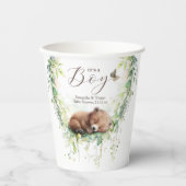 Woodland Dieren Bos groen Baby Jongen Douche Papieren Bekers (Voorkant)