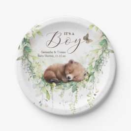 Woodland Dieren Bos groen Baby Jongen Douche Papieren Bordje