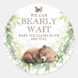 Woodland Dieren Bos groen Baby Jongen Douche Ronde Sticker